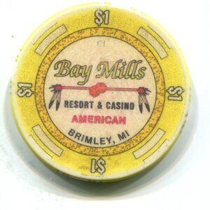 Bay Mills Resort & Casino Brimley, MI $1 Gaming Chip (b692-5)